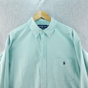 Ralph Lauren Big Shirt Mens L Light Blue Button‎ Down Long Sleeve Casual Pony